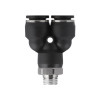 Collet Y-shaped connection for polyurethane and other hoses 12*12 mm, 1/4 external thread Intertool PT-2379