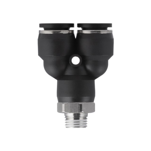 Collet Y-shaped connection for polyurethane and other hoses 12*12 mm, 1/4 external thread Intertool PT-2379