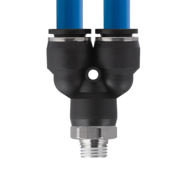 Collet Y-shaped connection for polyurethane and other hoses 12*12 mm, 1/4 external thread Intertool PT-2379