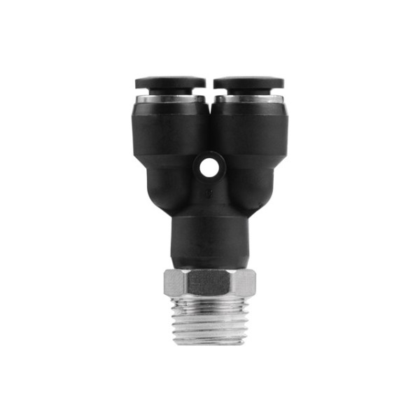 Collet Y-shaped connection for polyurethane and other hoses 6*6 mm, 1/4“ external thread Intertool PT-2376