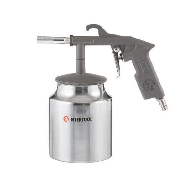 Sandblasting gun, 6 mm nozzle, bottom sand feed, 1000 ml tank, metal, 8 atm Intertool PT-0705