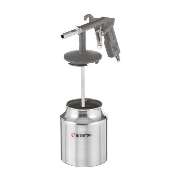 Sandblasting gun, 6 mm nozzle, bottom sand feed, 1000 ml tank, metal, 8 atm Intertool PT-0705