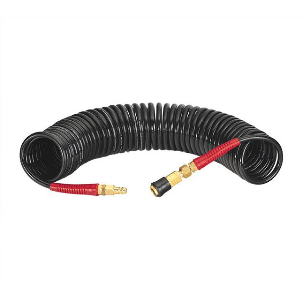 BLACK M-Flex hose 6.5x10 mm, 10 m spiral polyurethane with a swivel joint, brass quick-disconnect connections STORM Intertool PT-1793