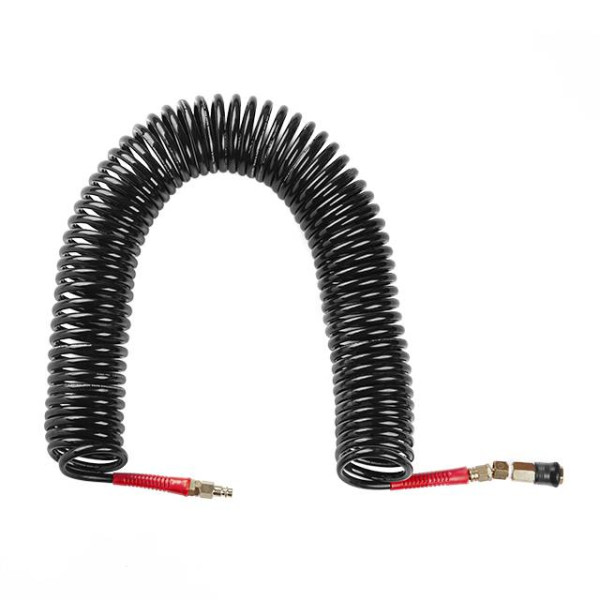 Hose BLACK M-Flex 6.5x10 mm, 15 m spiral polyurethane with a swivel joint, brass quick-disconnect connectors STORM Intertool PT-1794