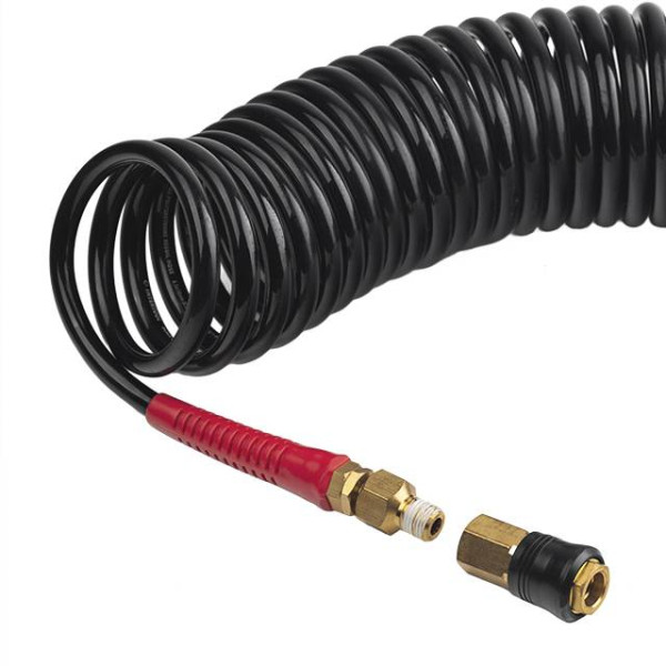 Шланг BLACK M-Flex 6.5х10 мм, 20 м спиральный полиуретановый с поворотным шарниром Intertool PT-1795