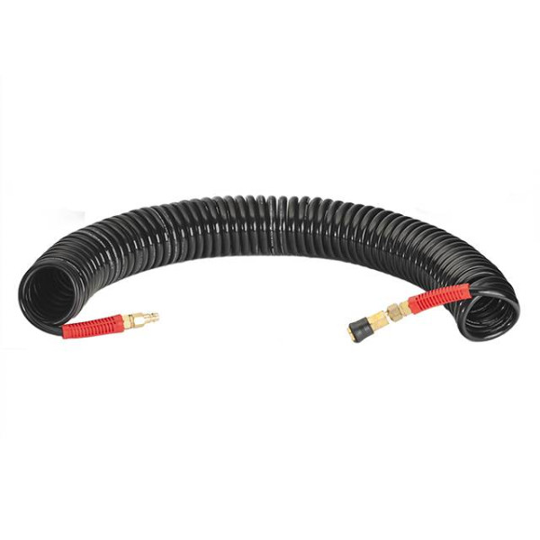 Шланг BLACK M-Flex 8х12 мм, 15 м спиральный полиуретановый с поворотным шарниром Intertool PT-1797