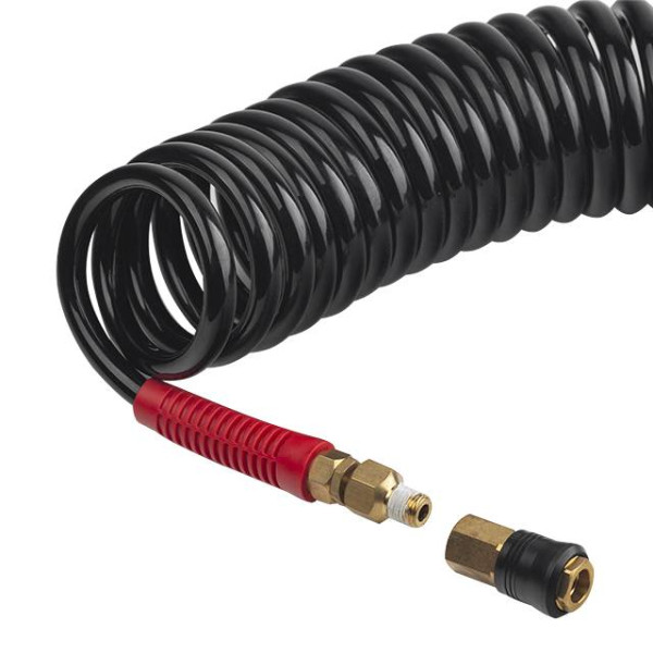 Шланг BLACK M-Flex 8х12 мм, 15 м спиральный полиуретановый с поворотным шарниром Intertool PT-1797