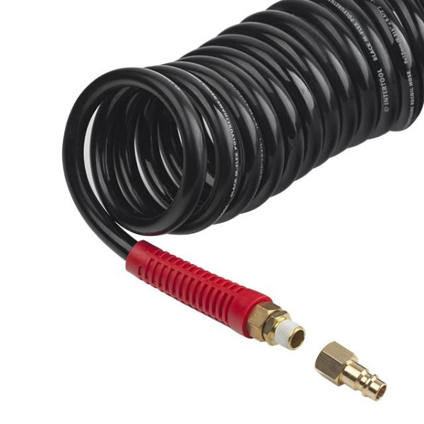 Шланг BLACK M-Flex 8х12 мм, 20 м спиральный полиуретановый с поворотным шарниром Intertool PT-1798