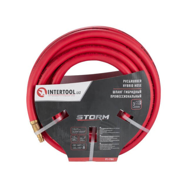 Шланг гибридный профессиональный, 20 атмосфер 10*17 мм, 15 м STORM Intertool PT-1785