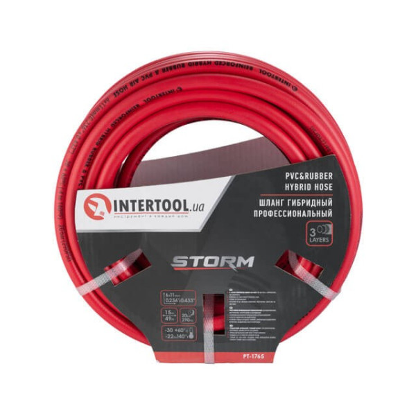 Шланг гибридный профессиональный, 20 атмосфер 6*11 мм, 15 м STORM Intertool PT-1765