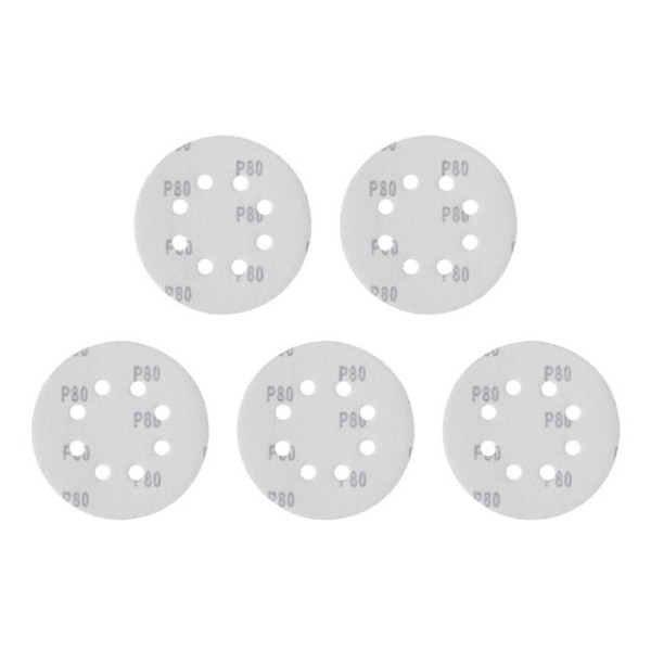 Emery self-adhesive circle 125 mm with holes, paper grade C, density 140 g/m2, K80, pack. 5 units of Intertool BT-0585