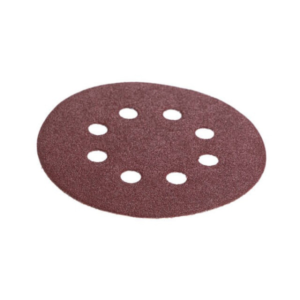 Emery self-adhesive circle 125 mm with holes, paper grade C, density 140 g/m2, K80, pack. 5 units of Intertool BT-0585