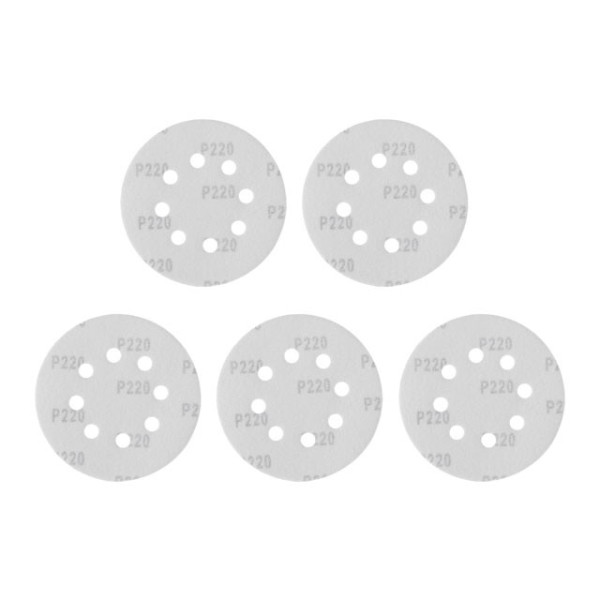Emery self-adhesive circle 125 mm with holes, paper grade C, density 140 g/m2, K220, pack. 5 units of Intertool BT-0590