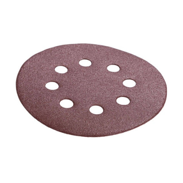 Emery self-adhesive circle 125 mm with holes, paper grade C, density 140 g/m2, K220, pack. 5 units of Intertool BT-0590