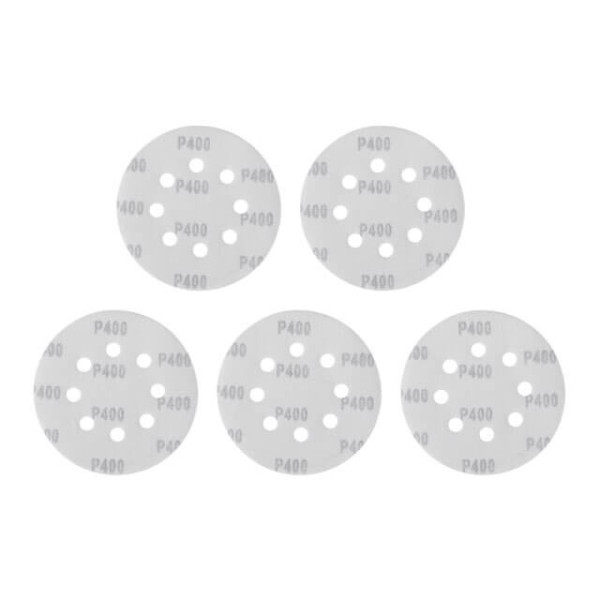 Emery self-adhesive circle 125 mm with holes, paper grade C, density 140 g/m2, K400, pack. 5 units of Intertool BT-0593