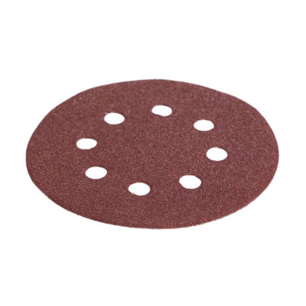 Self-adhesive sandpaper circle 125 mm with holes, class C paper, density 140 g/m2, K100, pack. 5 units of Intertool BT-0586