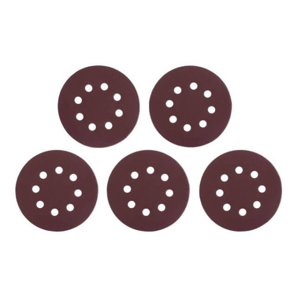 Emery self-adhesive circle 125 mm with holes, paper grade C, density 140 g/m2, K220, pack. 5 units of Intertool BT-0590
