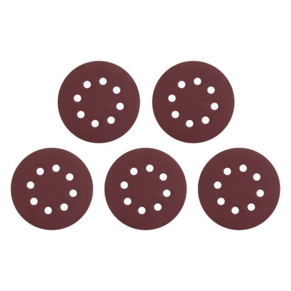 Emery self-adhesive circle 125 mm with holes, paper grade C, density 140 g/m2, K400, pack. 5 units of Intertool BT-0593