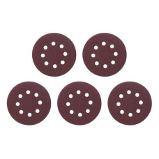 Emery self-adhesive circle 125 mm with holes, paper grade C, density 140 g/m2, K80, pack. 5 units of Intertool BT-0585