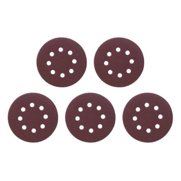 Emery self-adhesive circle 125 mm with holes, paper grade C, density 140 g/m2, K80, pack. 5 units of Intertool BT-0585