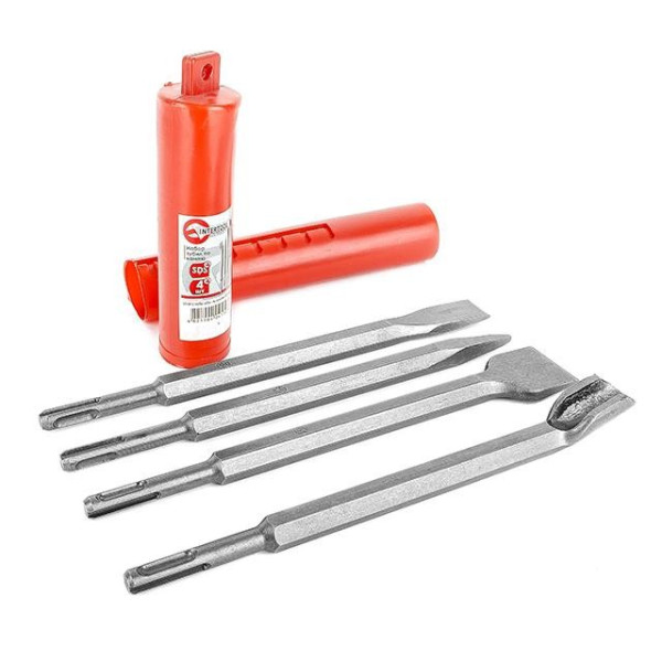 A set of chisels for a perforator, 4 pcs. SDS-Plus Intertool SD-0410