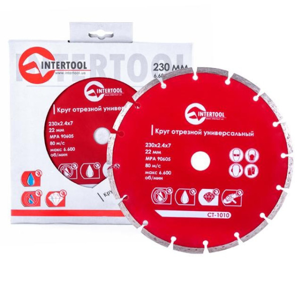 Segmented diamond cutting disc, 230 mm, 22-24% Intertool CT-1010