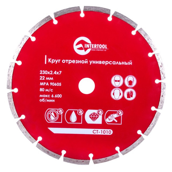 Segmented diamond cutting disc, 230 mm, 22-24% Intertool CT-1010