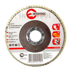 Диск шліфувальний пелюстковий 125 x 22 мм зерно K120 Intertool BT-0212