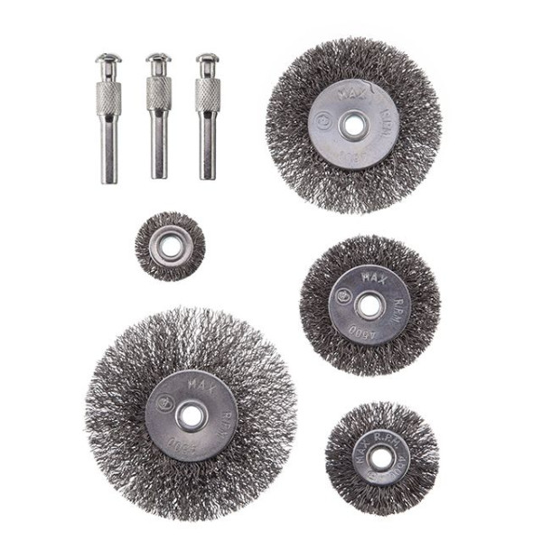 Set of wire brushes for drill 5 units, 1/4 Intertool BT-0500