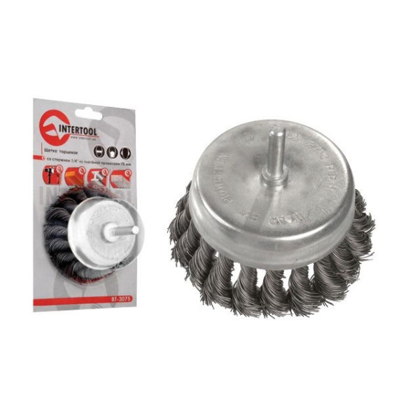 Cup brush 100 mm for drill, 1/4 (braided wire bundles) Intertool BT-3100
