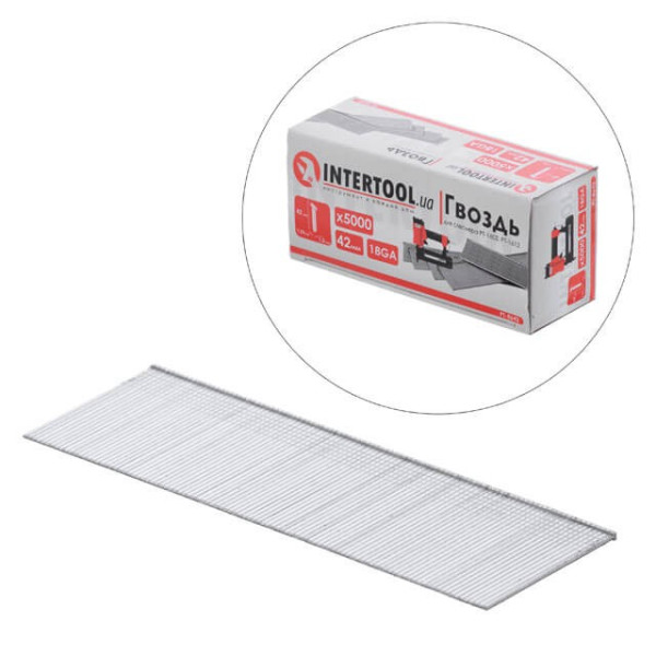Stapler nail PT-1603, PT-1612, 42 mm (18GA), 1.0*1.25 mm, 5000 units/pack. Intertool PT-8642
