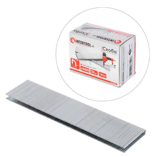 Stapler for stapler RT-1612, 32 mm (18GA), 5.7(5.8)*1.25*1.0 mm 5000 units/pack. Intertool PT-8332