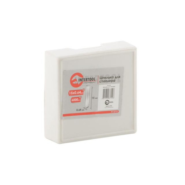 Заколка для степлера 15 мм d=0.64 мм 6000 шт/упак Intertool PT-8715