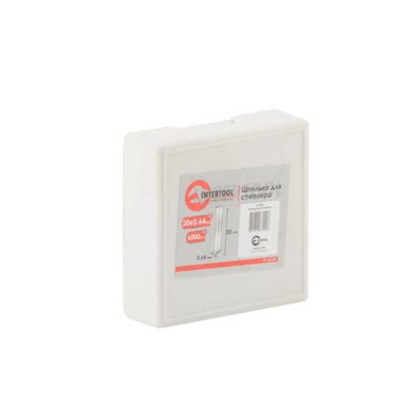 Заколка для степлера 20 мм d=0.64 мм 6000 шт/упак Intertool PT-8720