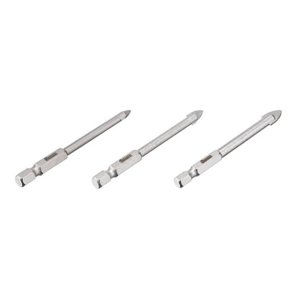 Набір свердел по склу та кераміці 5 + 6 + 8 мм HEX 1/4'' (6.35 mm) Intertool SD-0293