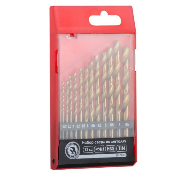 Metal drill set DIN338 HSS 13 pcs (1.5-6.5), Ti coating Intertool SD-0013