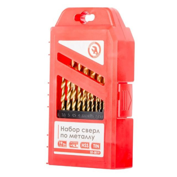 Metal drill set DIN338 HSS 19 pcs (1.0-10.0), Ti coating Intertool SD-0019