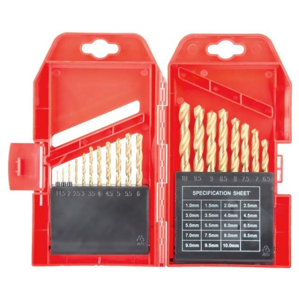 Metal drill set DIN338 HSS 19 pcs (1.0-10.0), Ti coating Intertool SD-0019