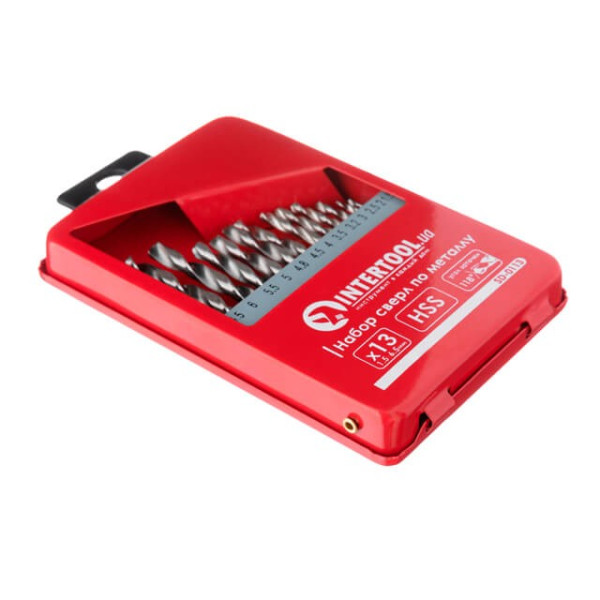 HSS metal drill set 13 pcs (1.5-6.5), polished steel Intertool SD-0113