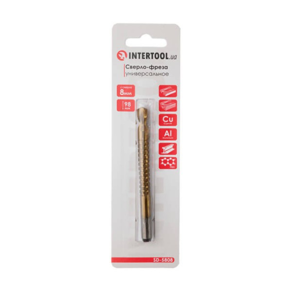Свердло-фреза універсальне 8*98 мм Intertool SD-5808