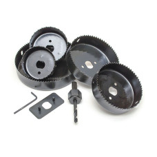 A set of crown drills for wood, assembled 64-127 mm, 8 pcs. (64,76,89,102,127mm) Intertool BT-0024