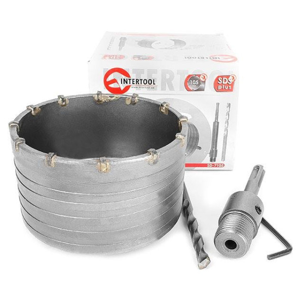 Set: 105 mm concrete core drill + 100 mm SDS Plus adapter Intertool SD-7105