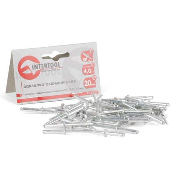 Aluminum rivet 4.0 x 20.0 mm, pack. 50 pcs. Intertool RT-4020