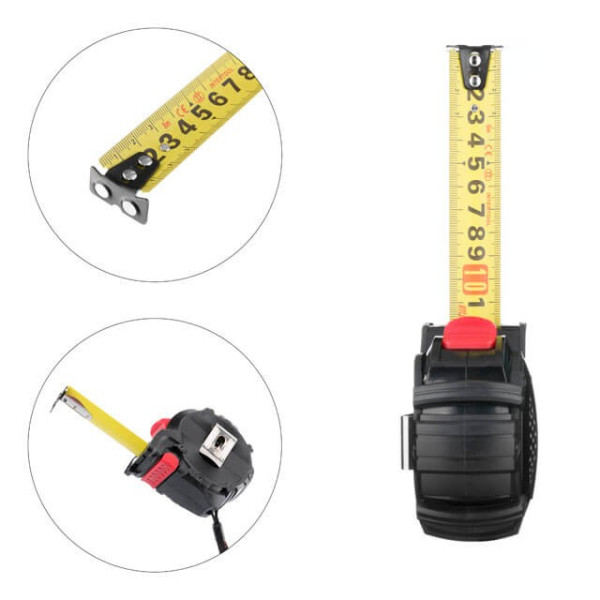 Roulette with a metal cloth covered with nylon and magnets on a hook 8 m*25 mm STORM Intertool MT-0828