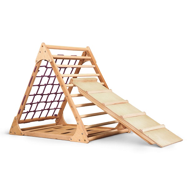Pickler's triangle with a net and a climbing frame varnish 80 cm with a slide 100 cm SportBaby