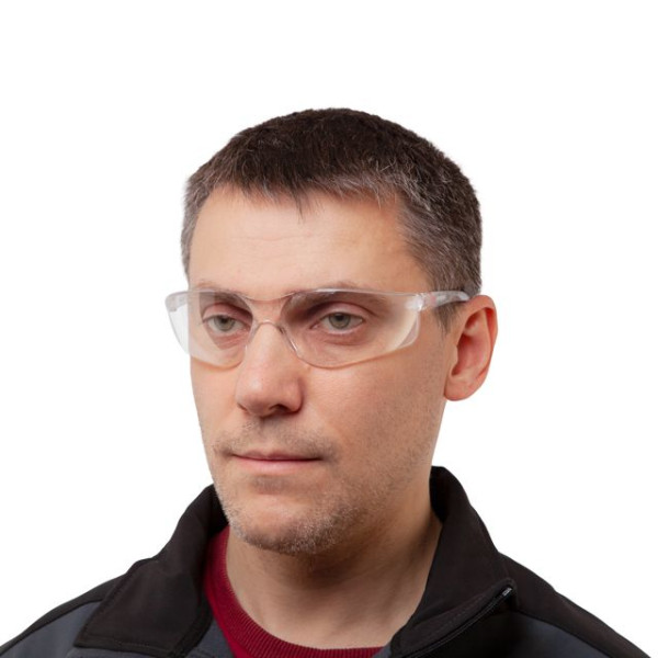 Окуляри захисні прозорі, матеріал лінз полікарбонат, матеріал заушников полікарбонат, захист від удару Intertool SP-0087