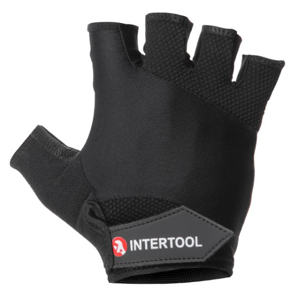 Перчатка без пальцев, кожаная, гелевые и резиновые вставки на ладони Intertool SP-0147