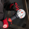 Microfiber fabric gloves, red with black spandex inserts. Reinforced neoprene coating on the palm, covered with nitrile on Velcro 10 Intertool SP-0143