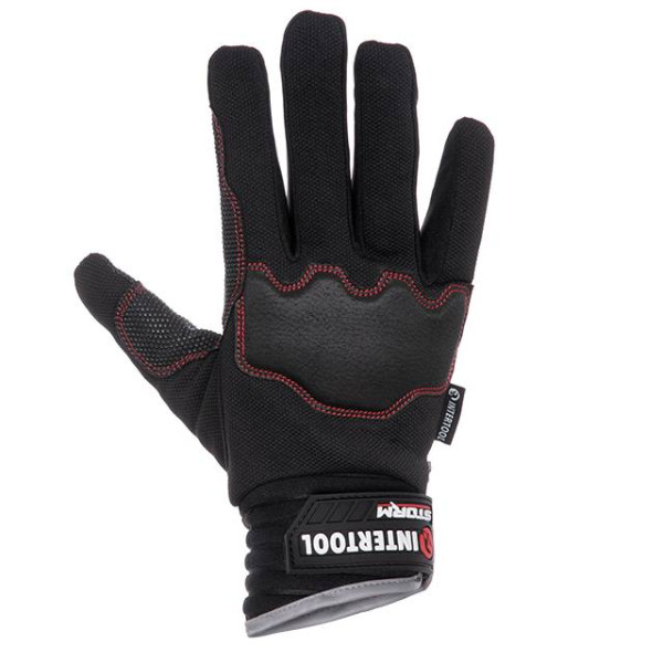 Spandex gloves, non-slip palm coating, foam joint protection, reinforcement on thumb and index finger 10 ( XL) STORM Intertool SP-0180