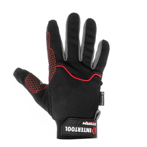 Gloves made of spandex, breathable material, anti-slip coating on the palm, reinforcement on the thumb and forefinger 10 ( XL)STORM Intertool SP-0181